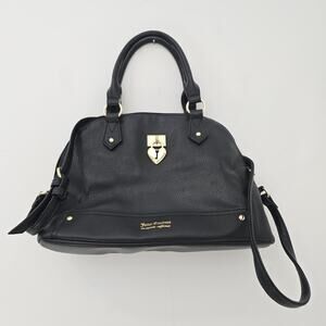 Juicy Couture Black Faux Leather Crossbody Satchel Purse Vintage